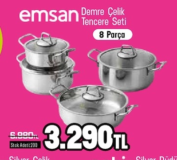 Emsan Demre Çelik Tencere Seti 8 Parça