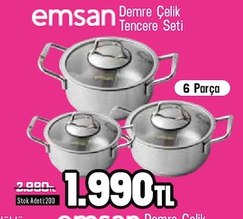 Emsan Demre Çelik Tencere Seti 6 Parça