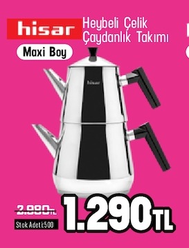 Hisar Heybeli Çelik Çaydanlık Takımı Maxi Boy