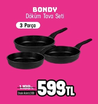 Bondy Döküm Tava Seti 3 Parça