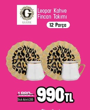 Gliore Leopar Kahve Fincan Takımı 12 Parça