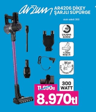 Arzum Ar4206 Dikey Şarjlı Süpürge