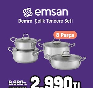 Emsan Demre Çelik Tencere Seti 8 Parça