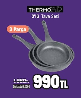 Thermoad 3'Lü Tava Seti 3 Parca