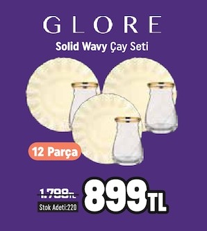Glore Solid Wavy Çay Seti 12 Parça