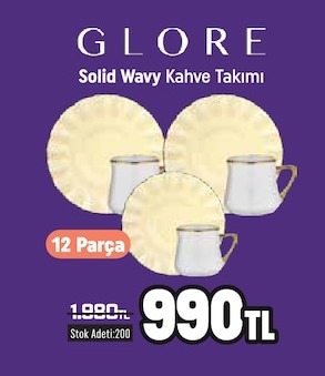 Glore Solid Wavy Kahve Takımı 12 Parça