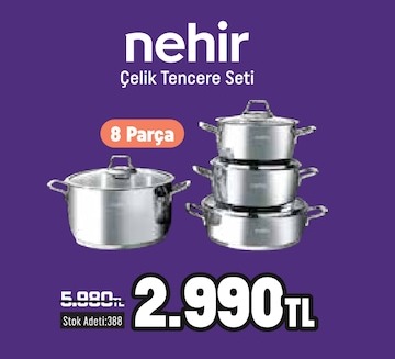 Nehir Çelik Tencere Seti 8 Parça