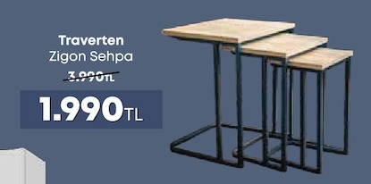 Traverten Zigon Sehpa Seti