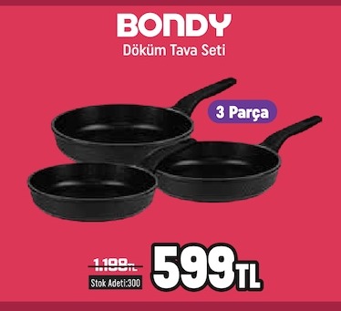 Bondy Döküm Tava Seti 3 Parça