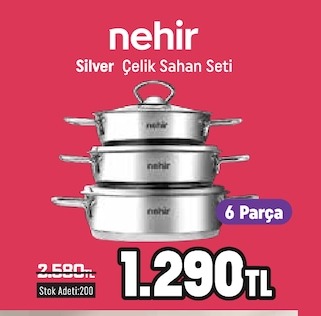 Nehir Silver Çelik Sahan Seti 6 Parça