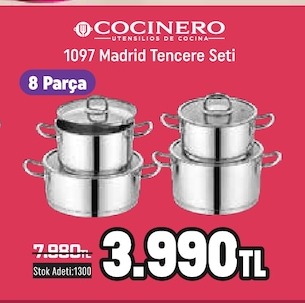 Cocinero 1097 Madrid Tencere Seti 8 Parça