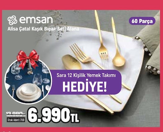Emsan Alisa 60 Parça Çatal Kaşık Bıçak Seti