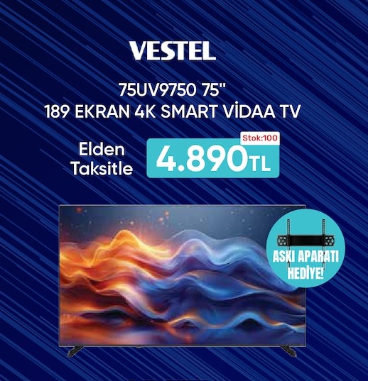 Vestel 75Uv9750 75 Inc Ekran 4K Smart Vidaa Tv