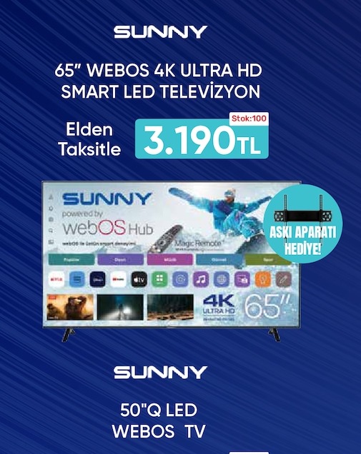 Sunny 65" Webos 4K Ultra Hd Smart Led Televizyon