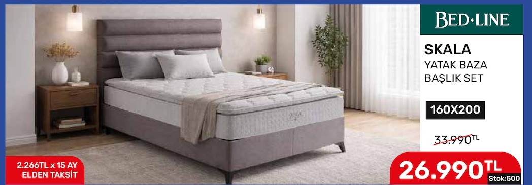 Bed-Line Skala Yatak Baza Başlik Set 160X200