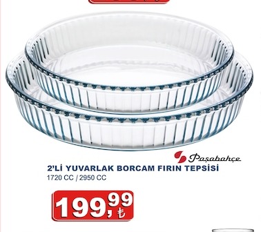 2'Li Yuvarlak Borcam Fırın Tepsisi