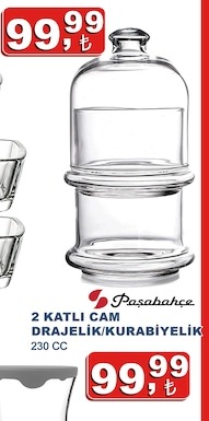 2 Katlı Cam Drajelik/Kurabiyelik