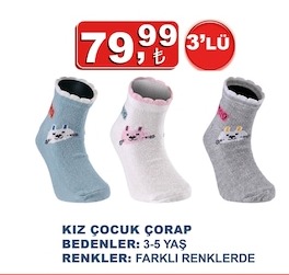 Kız Çocuk Çorap 3'Lü