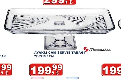 Ayakli Cam Servis Tabaği 27,6X16,5 Cm