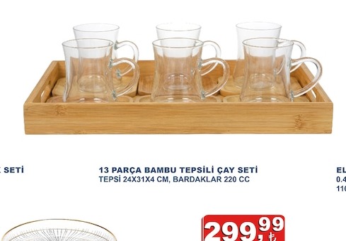 13 Parça Bambu Tepsili Çay Seti