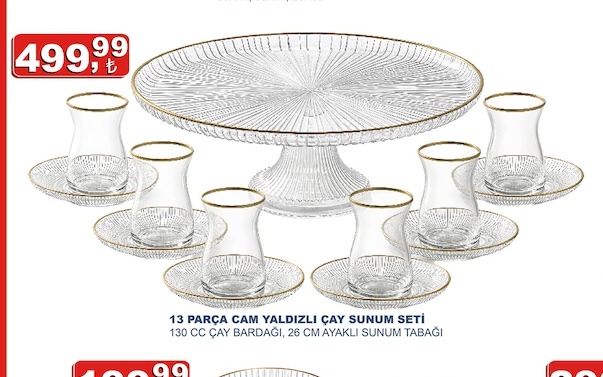 13 Parca Cam Yildizli Cay Sunum Seti