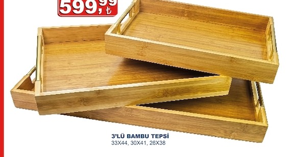 3'Lü Bambu Tepsi