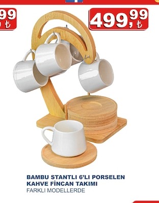 Bambu Stantli 6'Li Porselen Kahve Fincan Takimi