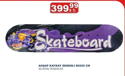 Ahşap Kaykay Desenli 80X20 Cm Silikon Tekerlek