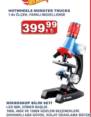 Hotwheels Monster Trucks Mikroskop Bilim Seti - Led Işık, Döner Başlık