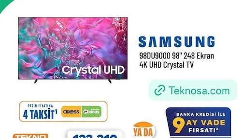 Samsung 98Du9000 98" 248 Ekran 4K Uhd Crystal Tv