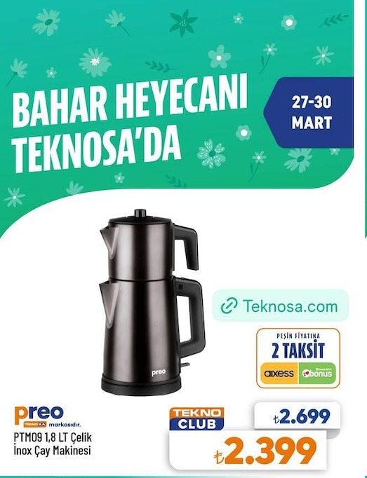 Preo Ptm09 1,8 Lt Çelik Inox Çay Makinesi