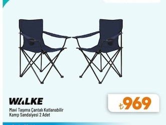 Walke Mavi Taşıma Çantalı Katlanabilir Kamp Sandalyesi 2 Adet