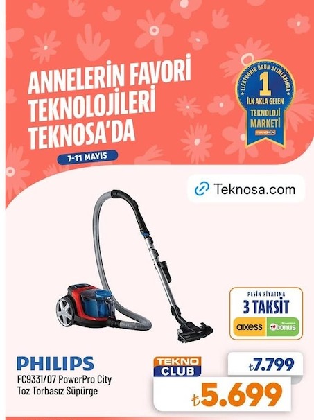 Philips Fc9331/07 Powerpro City Toz Torbasız Süpürge