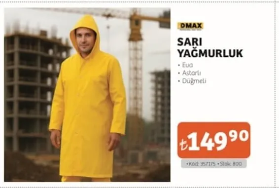 Dmax Sarı Yağmurluk