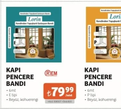 Rem Kapı Pencere Bandı 6Mt E Tipi
