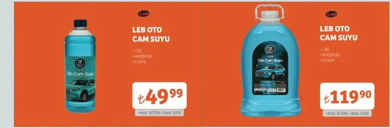 Leb Oto Cam Suyu -30 Antifrizli 1 Litre