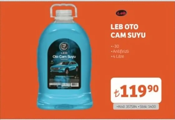 Leb Oto Cam Suyu -30 Antifrizli 4 Litre
