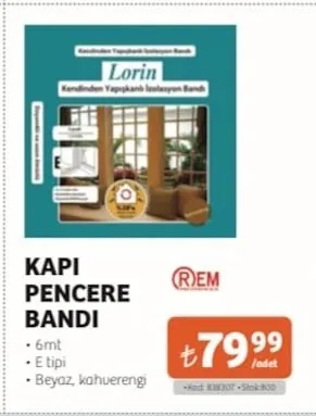 Rem Kapı Pencere Bandı 6Mt E Tipi