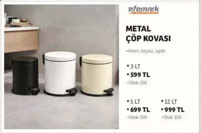 Efemark Metal Çöp Kovası