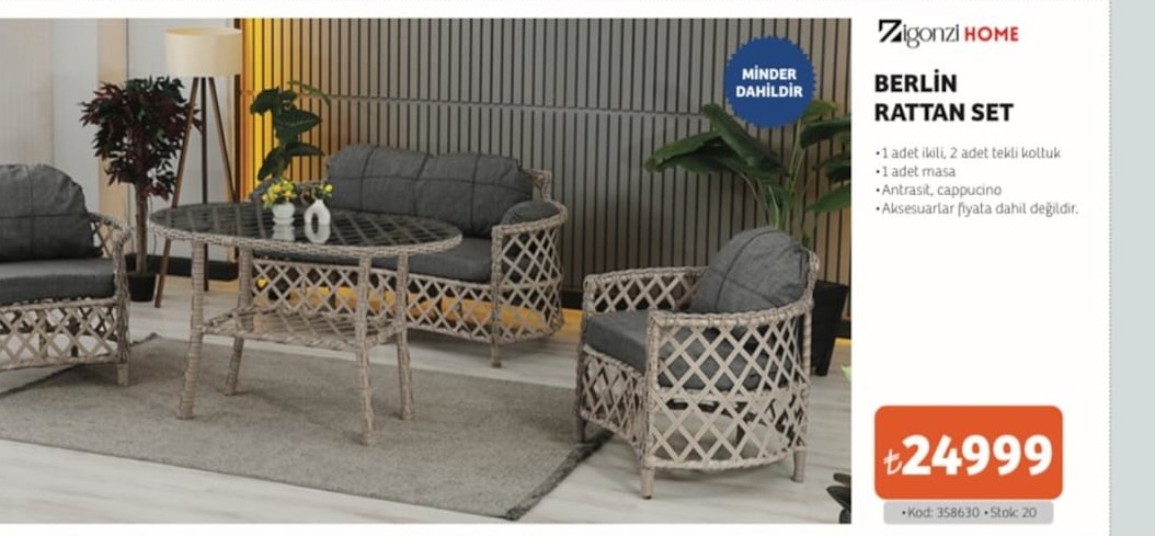 Ziganzi̇ Home Berlin Rattan Set