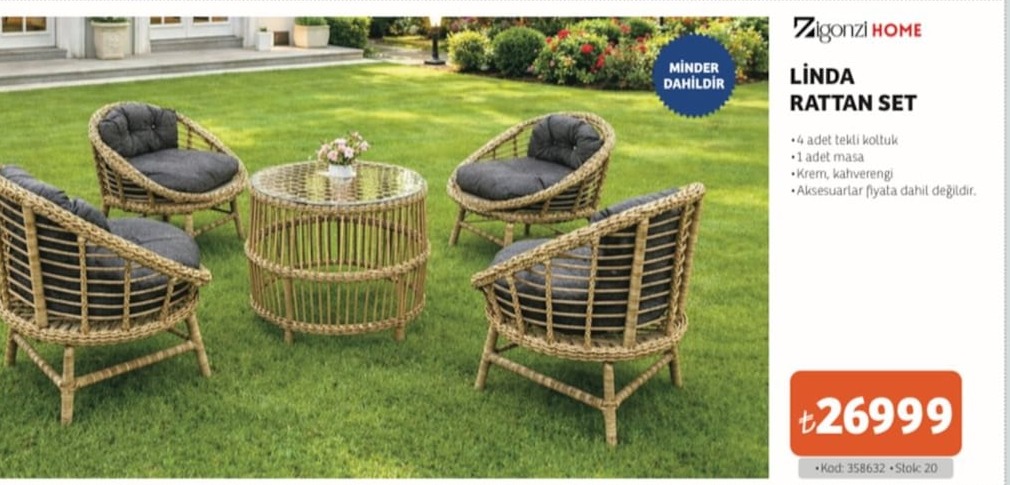 Ziganzi̇ Home Linda Rattan Set