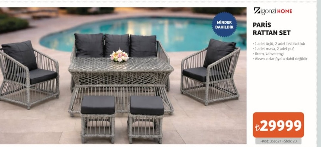 Ziganzi̇ Home Paris Rattan Set