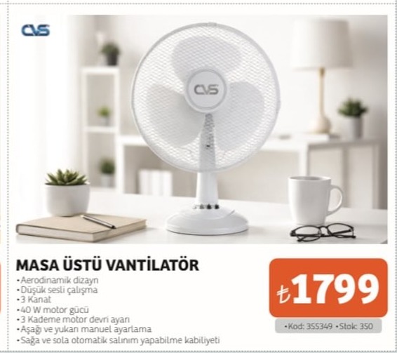 Cvs Masa Üstü Vantilatör 1 Adet