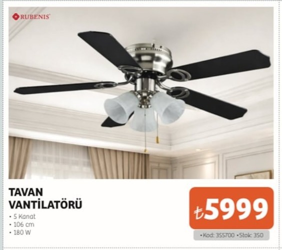 Rubenis Tavan Vantilatörü 1 Adet