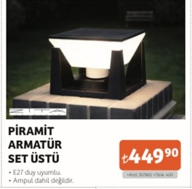 Zita Piramit Armatür Set Üstü