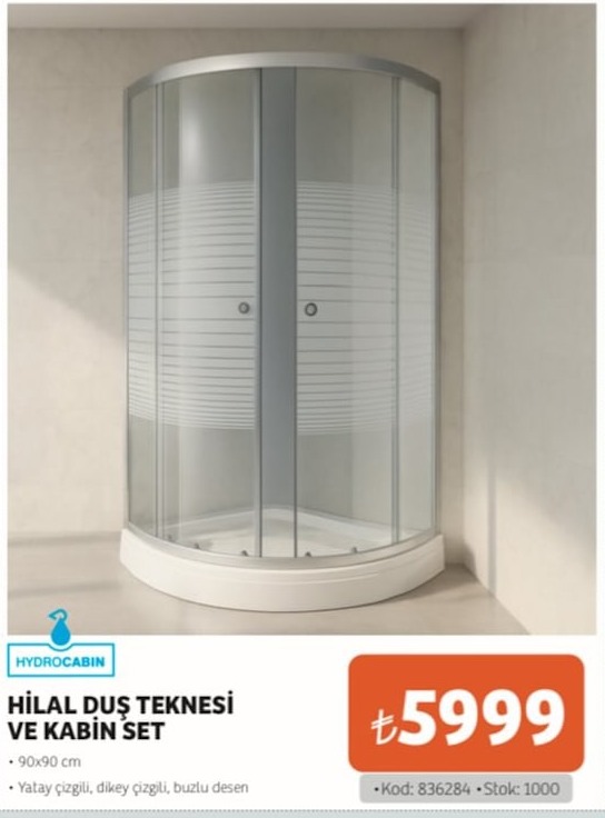 Hilal Duş Teknesi Ve Kabin Set 90X90Cm