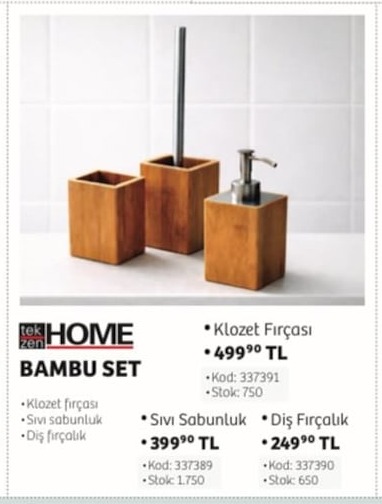 Tekzen Home Bambu Set Klozet Firçasi