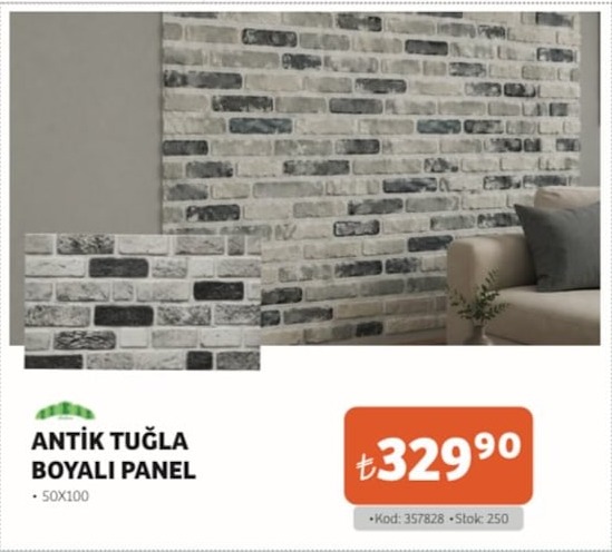 Antik Tugla Boyali Panel 50X100