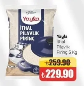 Yayla İthal Pilavlık Pirinç 5 Kg