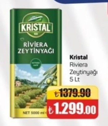 Kristal Riviera Zeytinyağı 5 Lt